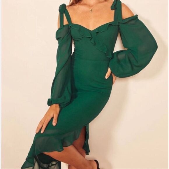 Reformation Breeze Cold Shoulder Midi Dress Size 4 - Picture 2 of 7